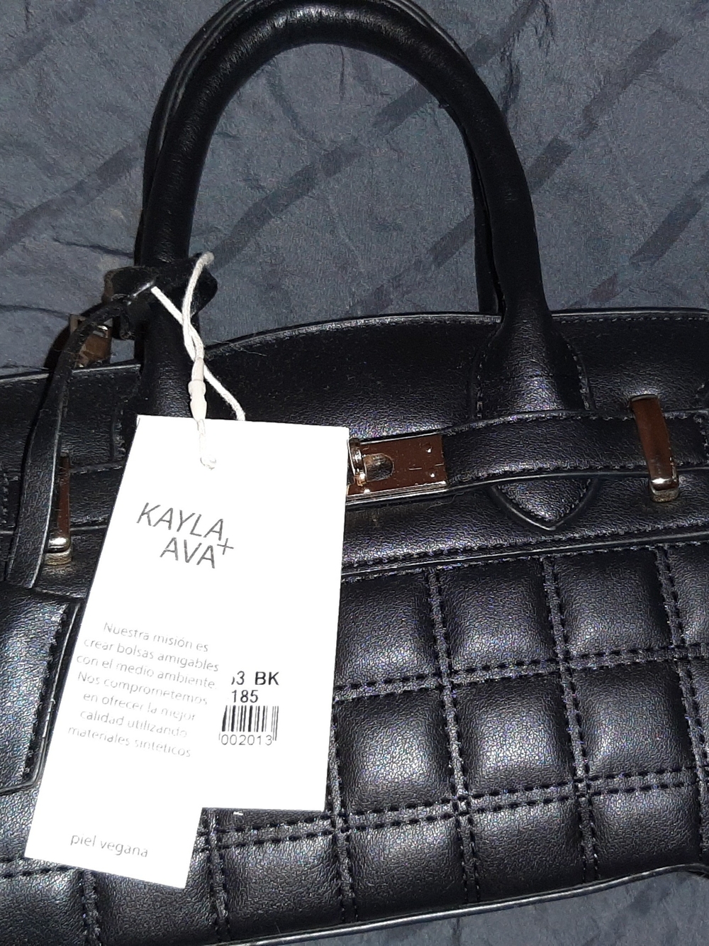 Black Quilted Vegan Leather Hand/Shoulder Bag Detachable Crossbody Strap NWT